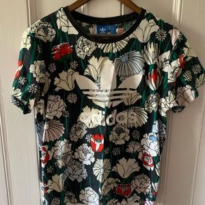 Adidas floral print tee size S